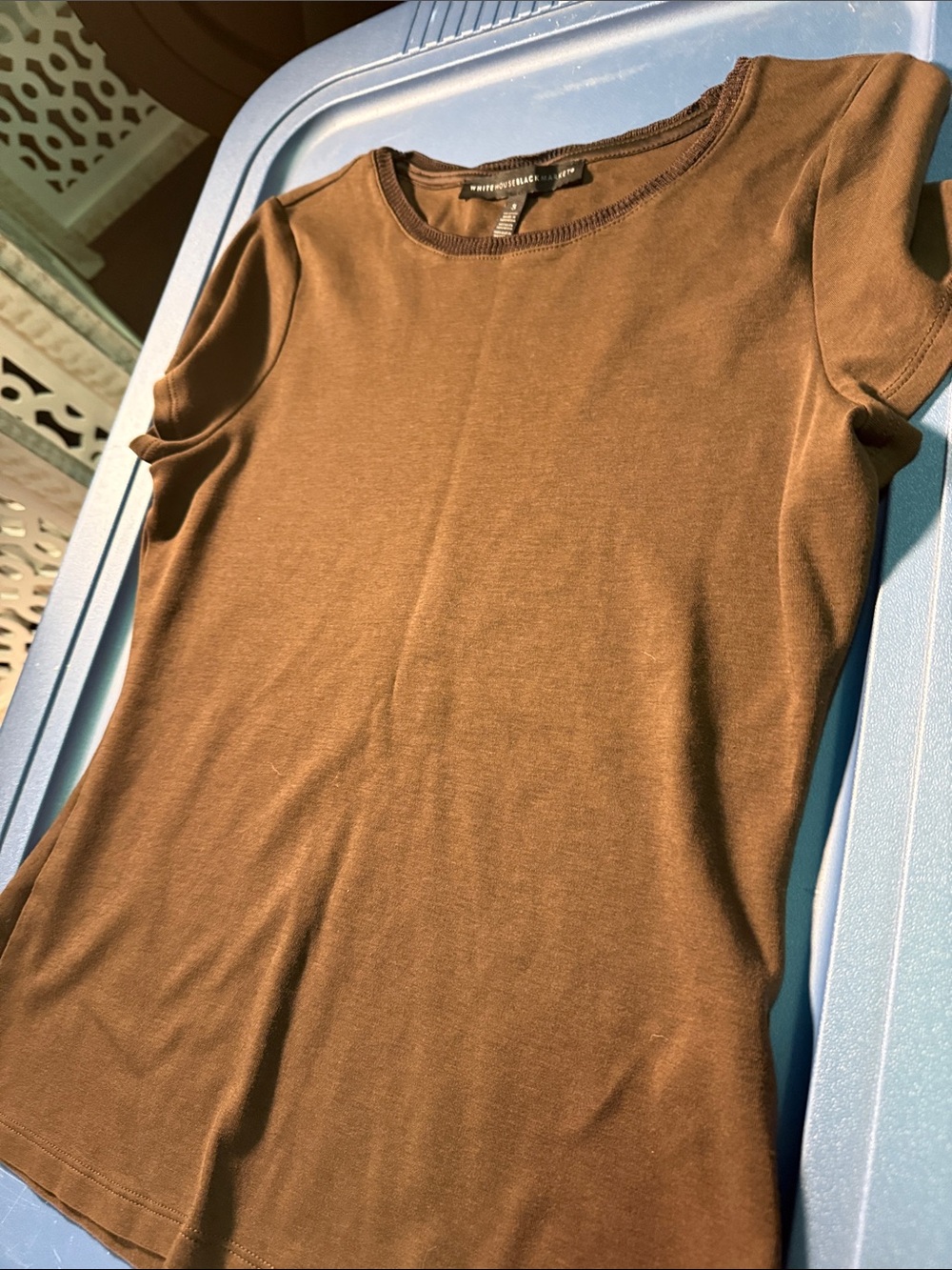 White House Black Market Short Sleeve Crewneck Tee - Brown